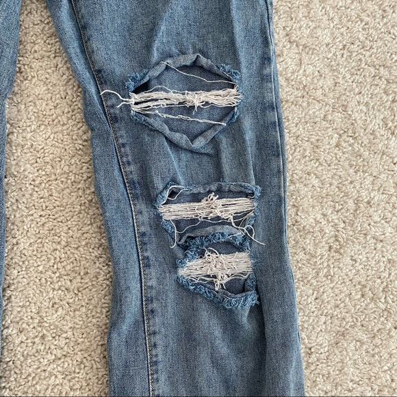SHEIN Size Medium Distressed Denim. Long Inseam. Medium Blue - Picture 3 of 9